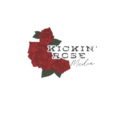Logo of a rose with text saying Kickin' Rose Media
