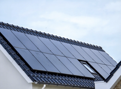 Black solar panels on house