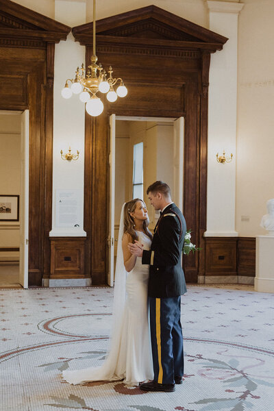 Bride and groom at Gibson Art Museum wedding planned by Bianca Nichole and Co