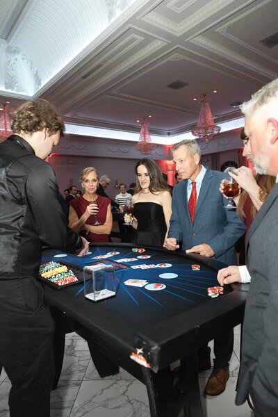 Blackjack table setup at Clifton NJ casino-themed fundraising event