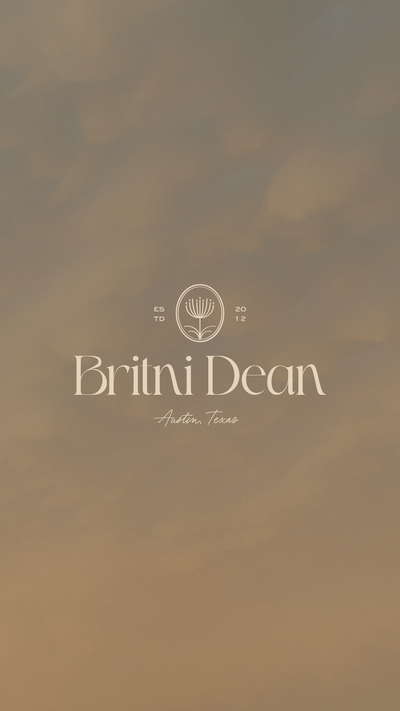 Britni Dean Photography logo on a gradient texture background