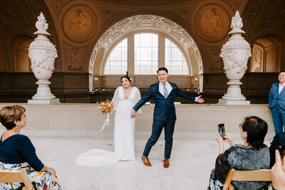 newlyweds celebrating after they said I do