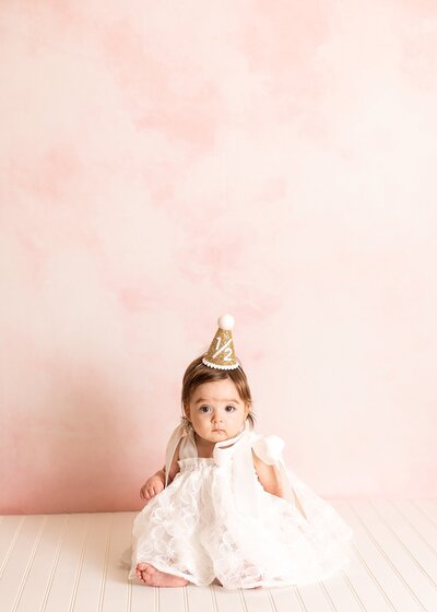 One year old girl pink dress