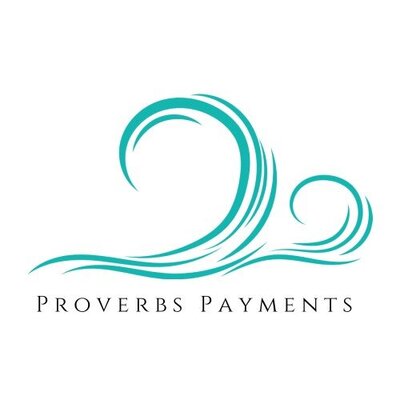 Proverbs Payments Logo, green wave with the words Proverbs Payments