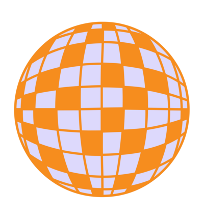 Orange and light purple disco ball