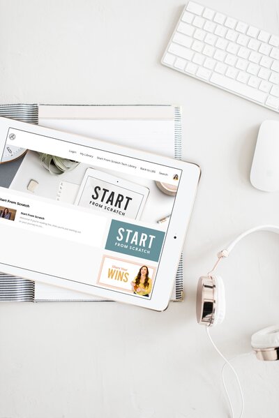 Ipad mockup of start from scratch training - email marketing course