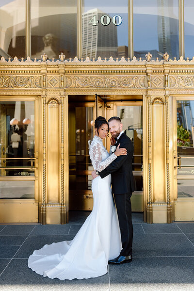bride and groom wedding day in chicago