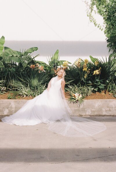 35mm film bridal photography in tropical themed wedding
