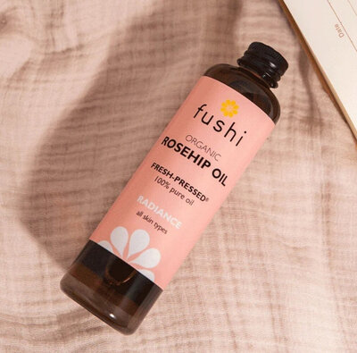 Fushi Organic Rosehip Oil for glowing, radiant skin support during perimenopause.
