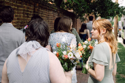 Bride lovingly gazing at the groom during their New York City wedding ceremony