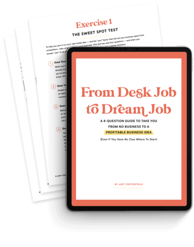 Ipad mockup of freebie guide, From Desk Job To Dream Job - ideas for online business