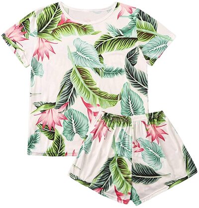 tropical lounge set shorts and top