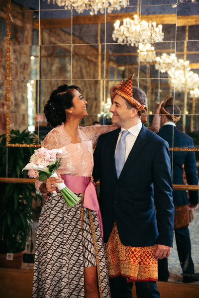 A snapshot of an Italo-Indonesian civil wedding at Milan City Hall, blending traditions and love in the heart of the city, where diverse cultures meet to celebrate a shared journey