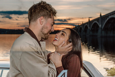 A golden hour engagement photoshoot along the Susquehanna River in Columbia, Lancaster, Pennsylvania. 