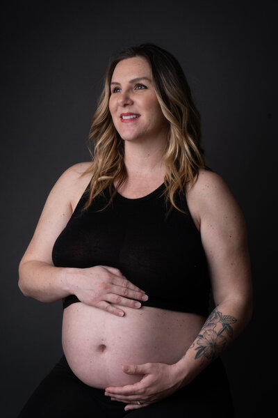Studio Maternity Photoshoot friends flower crowns