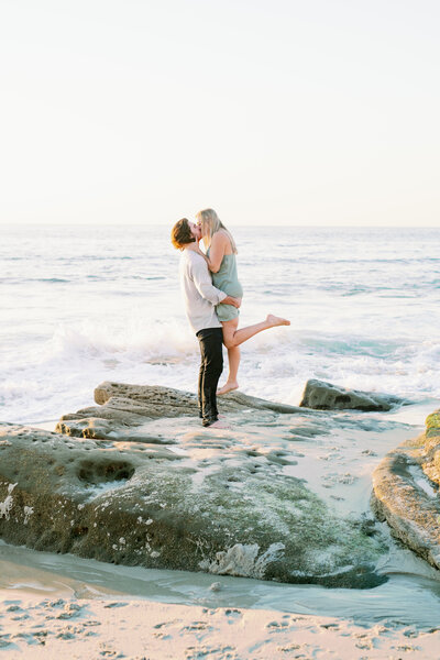 fun engagement photos at the beach