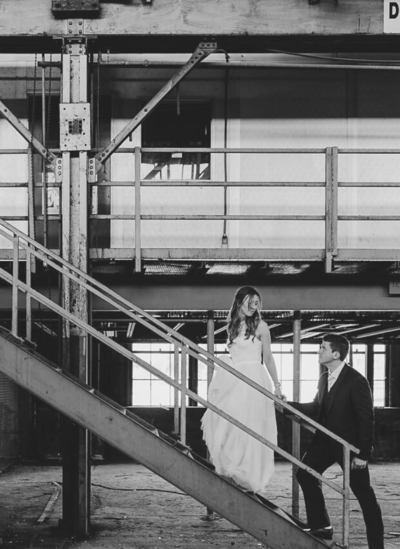newlyweds in houston warehouse