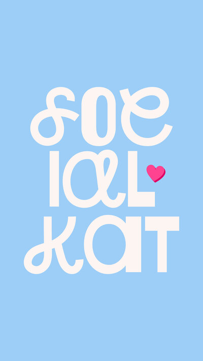 Social Kat white logo with pink heart icon on a blue background