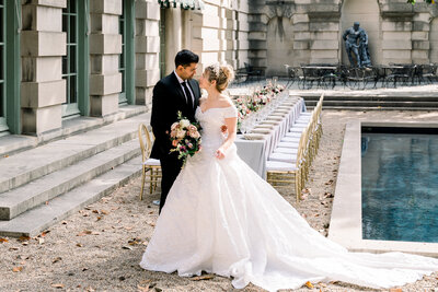 Bride on swing decorated with florals