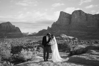 Las Vegas elopement with vintage car at sunrise