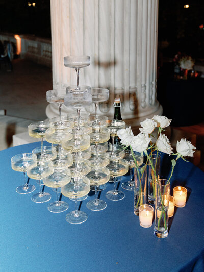 Champagne tower of glasses at the DAR Constitution Hall