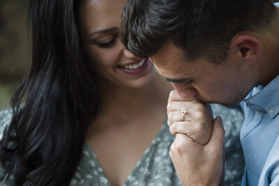 Engagement session in Oklahoma showing engagement ring