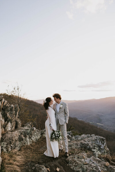 bride and groom in entryway