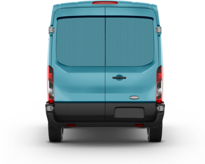 The back of a white Transit van covered in blue to indicate full coverage