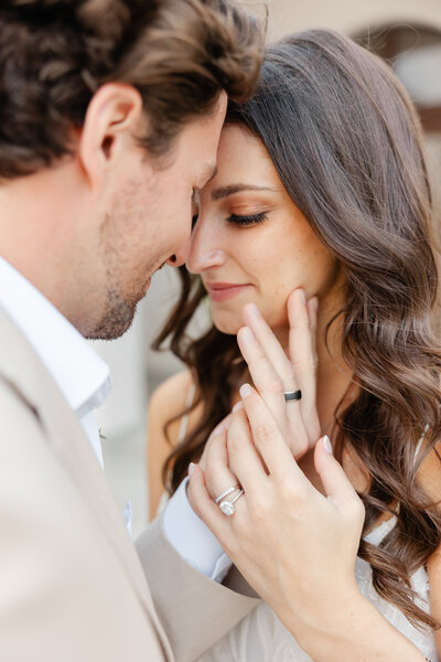 couple touching foreheads by orlando wedding photographer