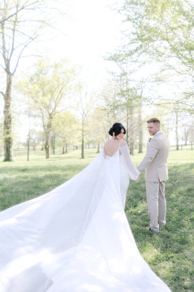 wedding day photo under the veil of a couple