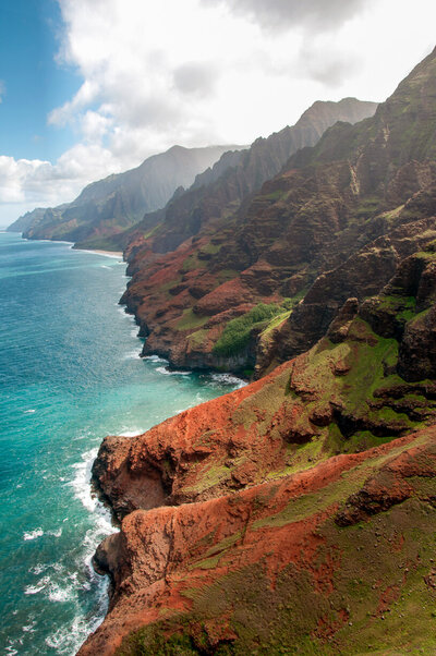 napali coast in hawaii from above