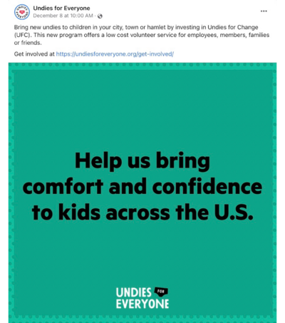Green background Facebook post about bringing comfort and confidence to kids