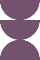 three vertically stacked purple half circles
