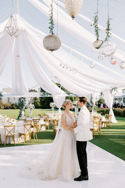couple walking by the pool