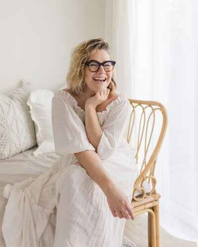 Xan Heller sits in her Alameda photography studio