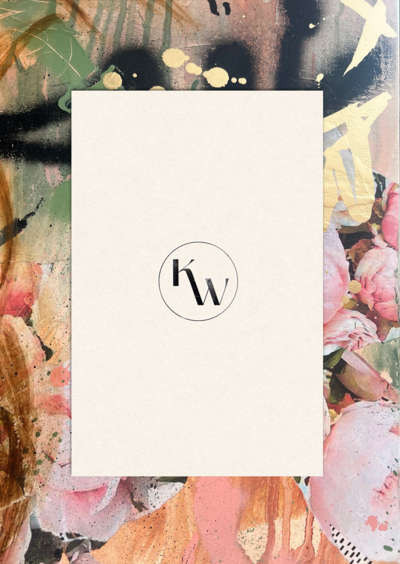 Katie Wyer Art - Pin Sized Die Cut Brand Mark on Vertical Paper