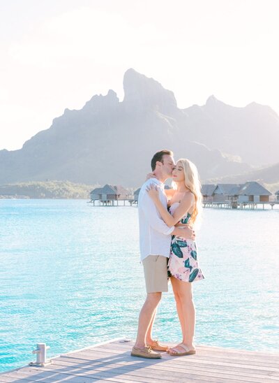 Honeymoon time with a nice couple in front of the Mount Otemanu with a blue lagoon