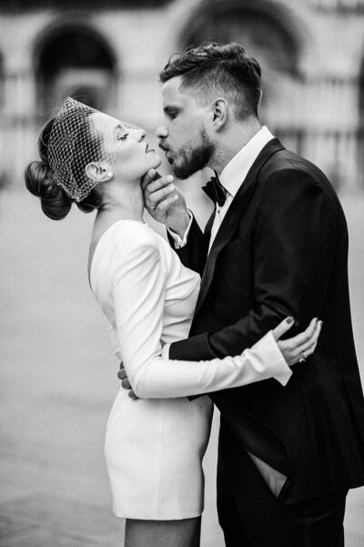 Bride and groom that are about to kiss at their wedding in Italy - Elopement planning by Wed by Dovile