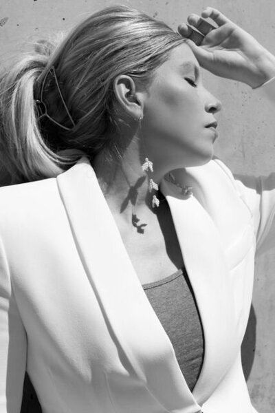 black and white photo of chelsea gee