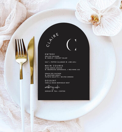 Big Love menu in white waves, with peach, double-sided