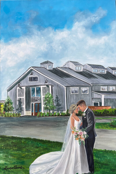 arrowhead hill wedding and events venue live wedding painting by Laura Herndon