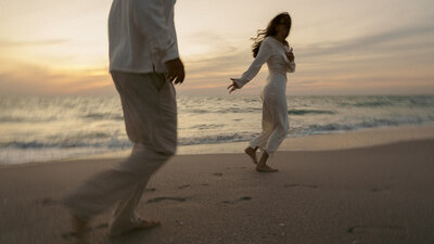 Couples sunset photoshoot with Aliya and Dauson by the Boca Grande lighthouse.