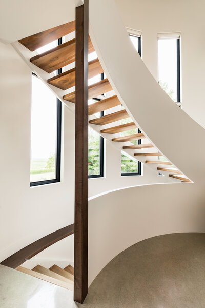 custom home interior wood staircase