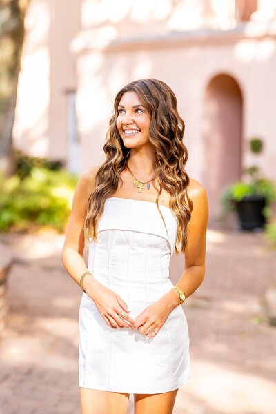 College graduate portrait in Charleston, SC, capturing milestone achievement with elevated, authentic style