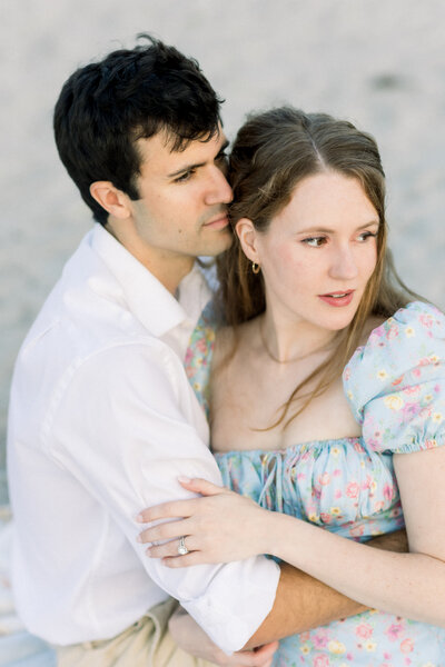 Bride and Groom pose at Second Beach during golden hour in Newport Rhode Island 