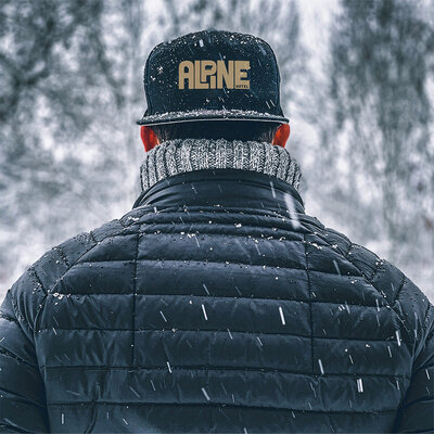 Alpine Hotel branding shown on a baseball hat.