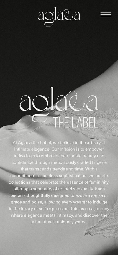 Aglaea the Label Mobile Homepage Mockup