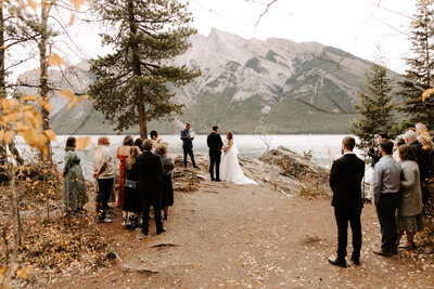 Sharlie Faye Photography's photo of a wedding ceremony at Moraine lake and the mountains of Banff National Park Canada