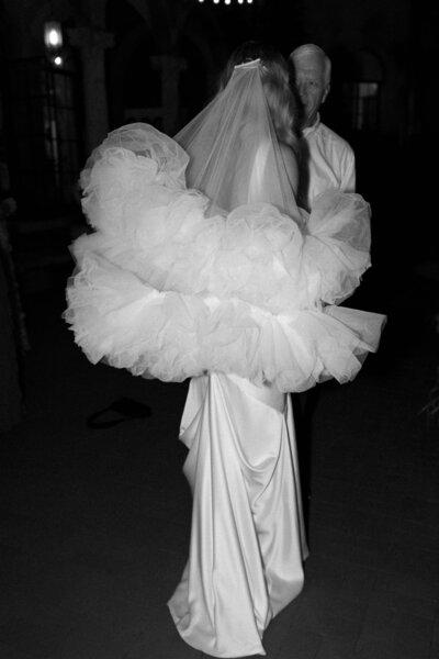 Bridal gown elegantly displayed at The Ringling Museum in Sarasota, Florida—capturing timeless wedding fashion at a historic and artistic venue, styled by Watters & Co. Events.