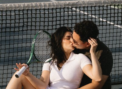 tennis court couples photoshoot